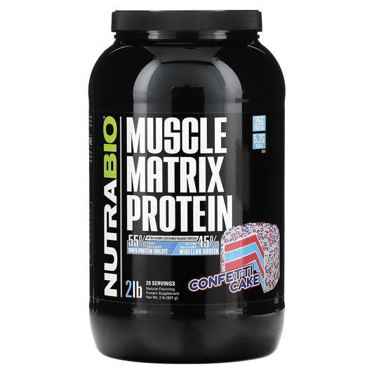 NutraBio-Muscle Matrix Protein-Confetti Cake-2 lb (907 g)