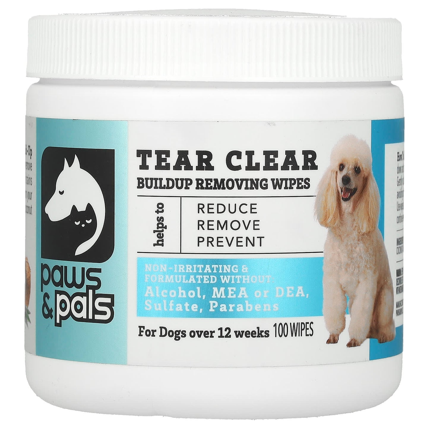 Paws & Pals-Tear Clear-Buildup Removing Wipes-For Dogs-100 Wipes