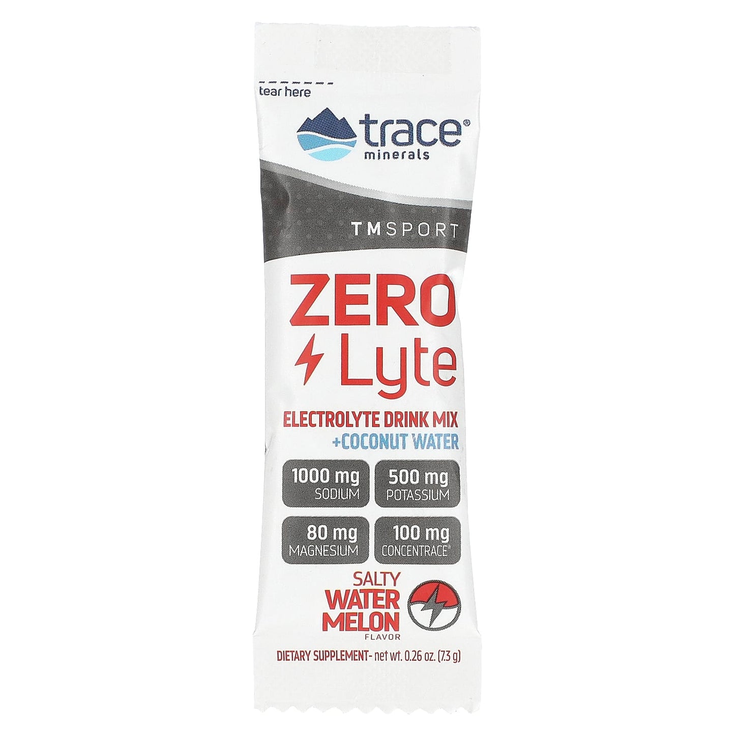 Trace Minerals ®, ZeroLyte Electrolyte Drink Mix, Salty Watermelon, 30 Packets, 0.27 oz (7.3 g) Each