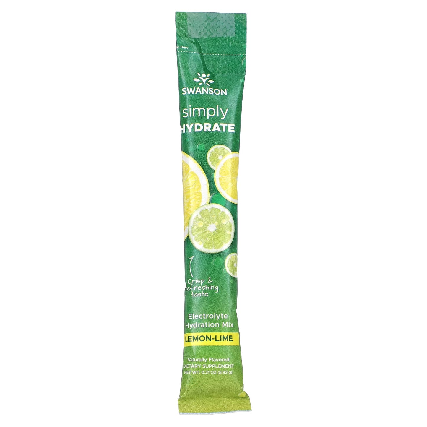 Swanson, Simply Hydrate, Electrolyte Hydration Mix, Lemon-Lime, 30 Stick Packs, 0.21 oz (5.92 g) Each