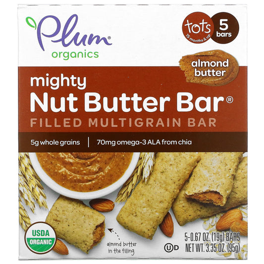 Plum Organics-Mighty Nut Butter Bar-15 Months & Up-Almond Butter-5 Bars-0.67 oz (19 g) Each