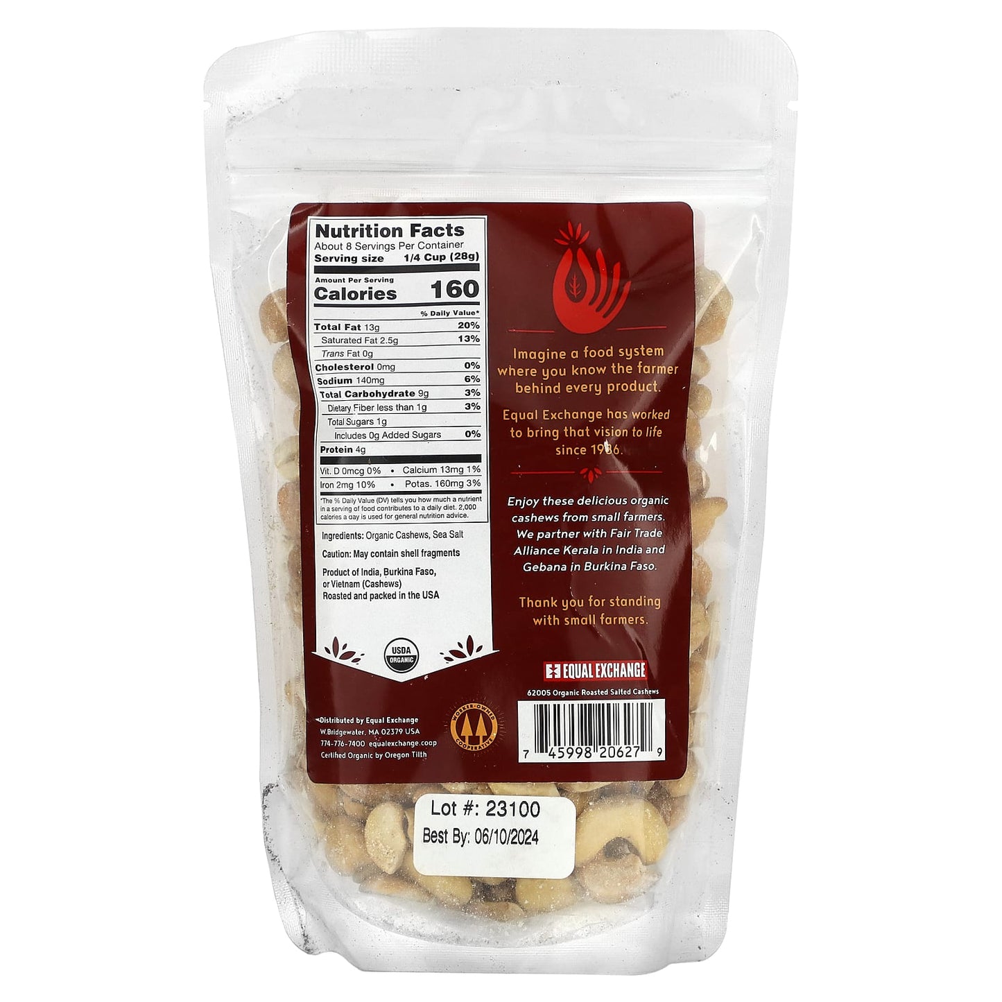 Equal Exchange, Organic Cashews, Roasted Salted, 8 oz (227 g)