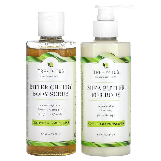 Tree To Tub-Renew & Hydrate Skin Care Set-Coconut & Lemongrass-2 Piece Set-8.5 fl oz (250 ml) Each