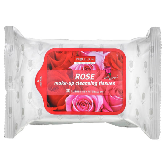 Purederm-Make-Up Cleansing Tissues-Rose-30 Tissues