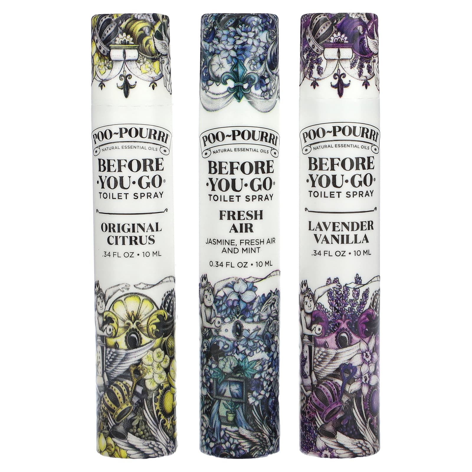 Poo-Pourri-On-The-Go-Before-You-Go Toilet Sprays-Value Set-3 Sprays-0.34 fl oz (10 ml) Each