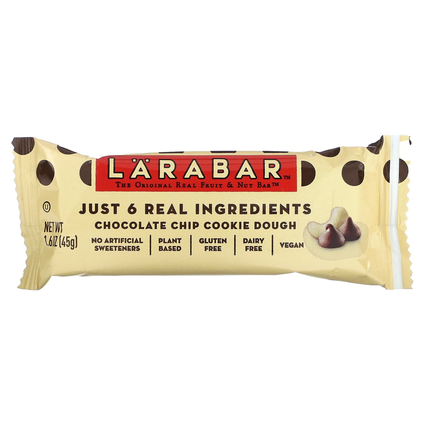 Larabar, The Original Real Fruit & Nut Bar, Chocolate Chip Cookie Dough, 6 Bars, 1.6 oz (45 g)