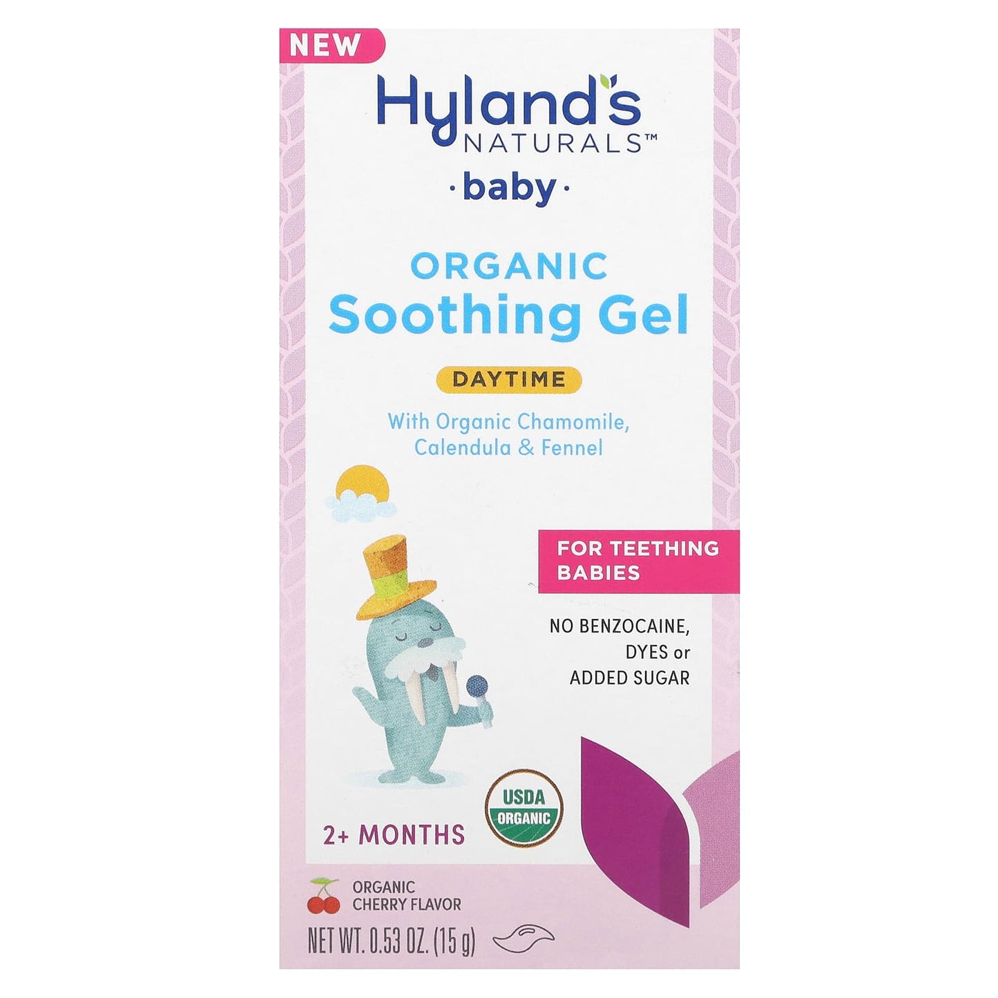 Hyland's Naturals-Baby Organic Soothing Gel-Daytime-2+ Months-Organic Cherry-0.53 oz (15 g)