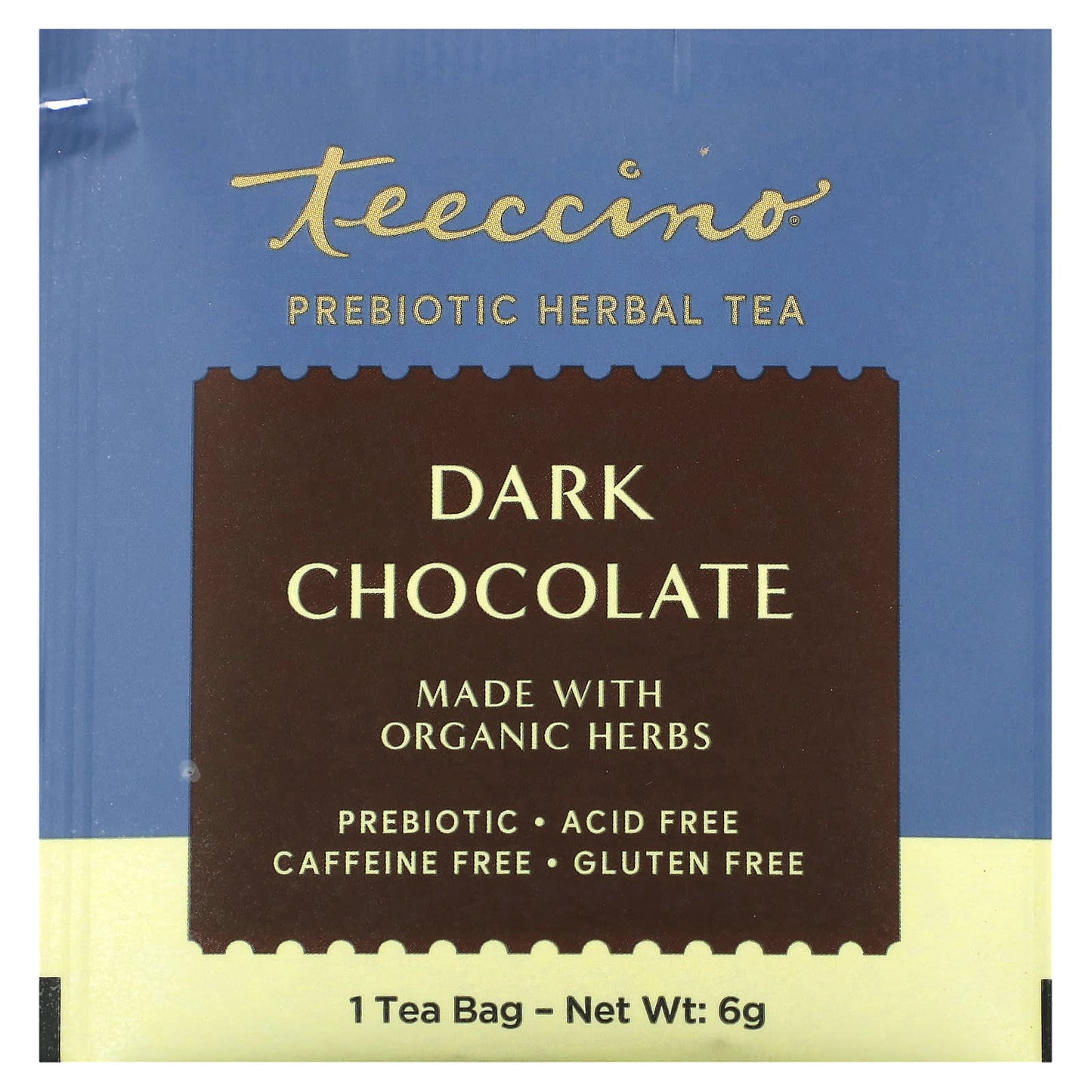 Teeccino, Prebiotic Herbal Tea, Dark Chocolate, Caffeine Free, 25 Tea Bags, 5.3 oz (150 g)