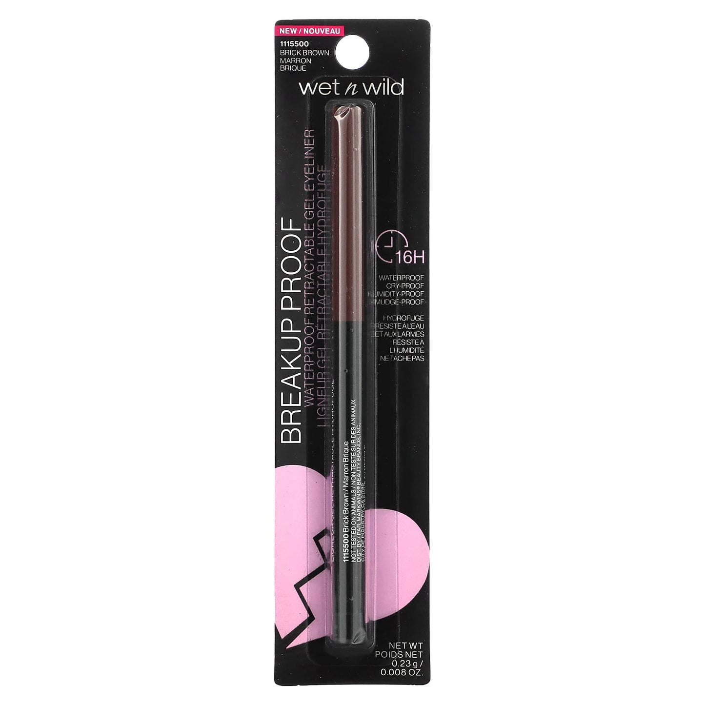 wet n wild, Breakup Proof, Waterproof Retractable Gel Eyeliner, Brick Brown, 0.008 oz (0.23 g)