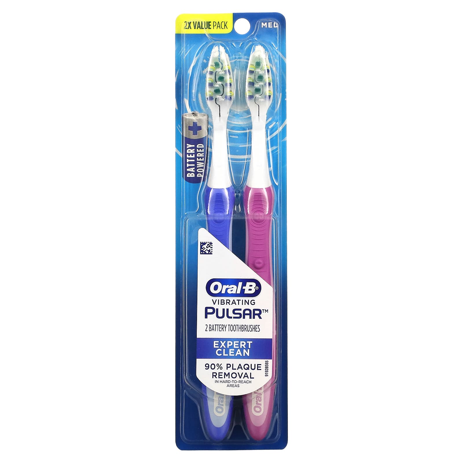 Oral-B-Vibrating Pulsar-Battery Powered Toothbrush-Medium-2 Pack