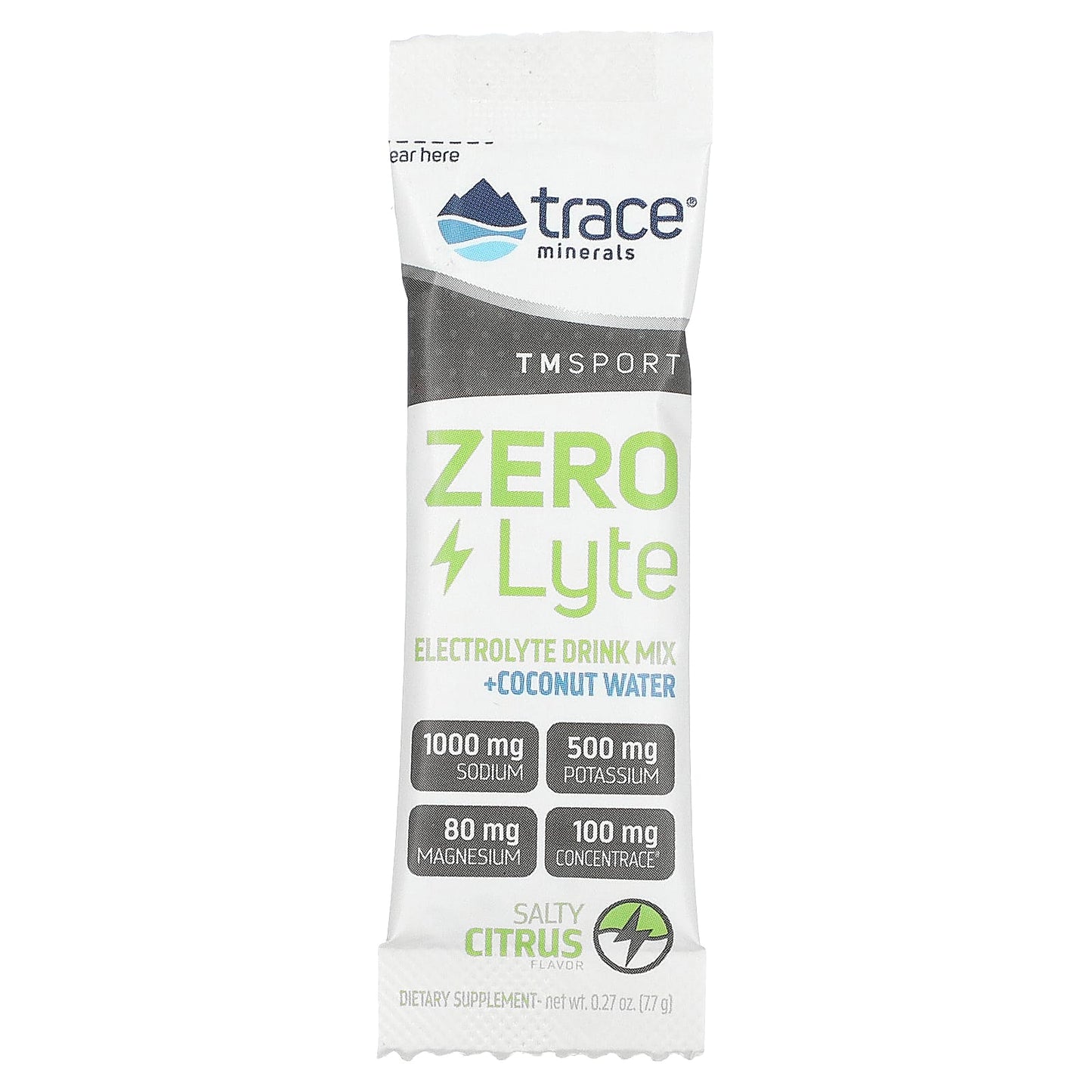 Trace Minerals ®, ZeroLyte Electrolyte Drink Mix, Salty Citrus, 30 Packets, 0.27 oz (7.7 g) Each