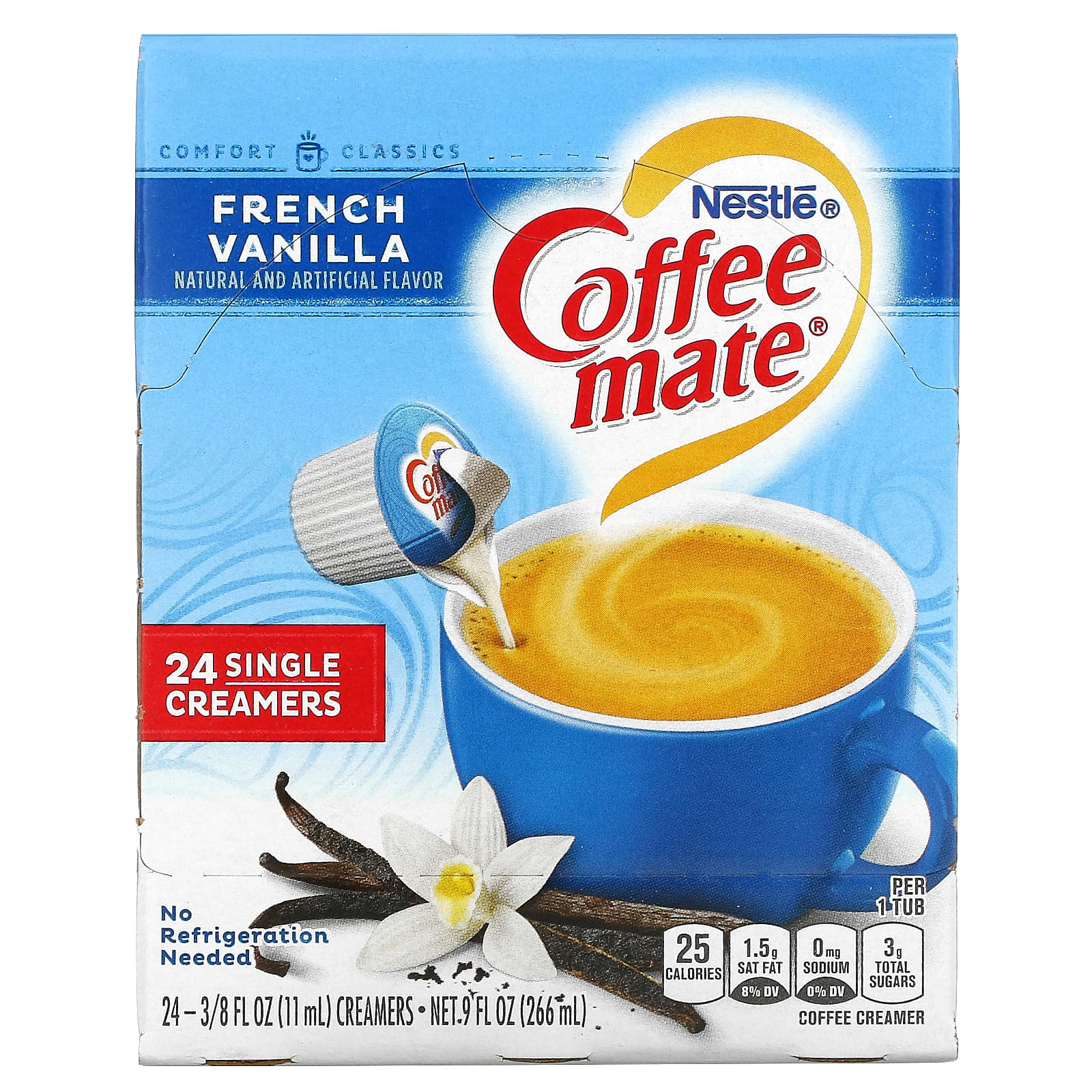 Coffee Mate-Liquid Coffee Creamer-French Vanilla-24 Single Creamers-3/8 fl oz (11 ml)