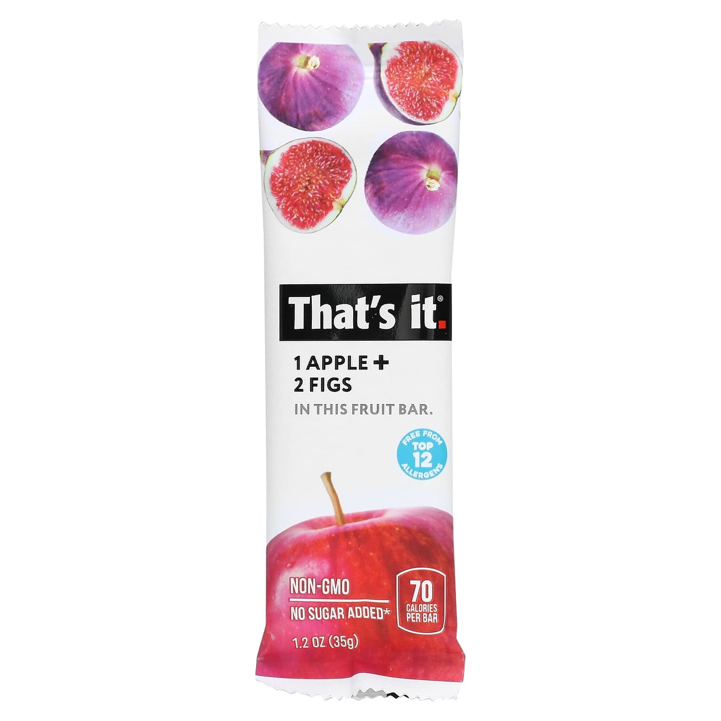 That's It, Fruit Bar, 1 Apple + 2 Figs, 12  Bars, 1.2 oz (35 g) Each