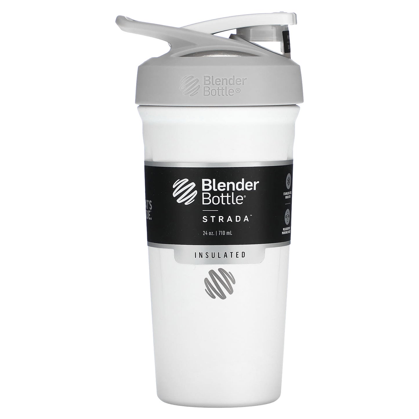 Blender Bottle-Strada-Insulated Stainless Steel-White-24 oz (710 ml)