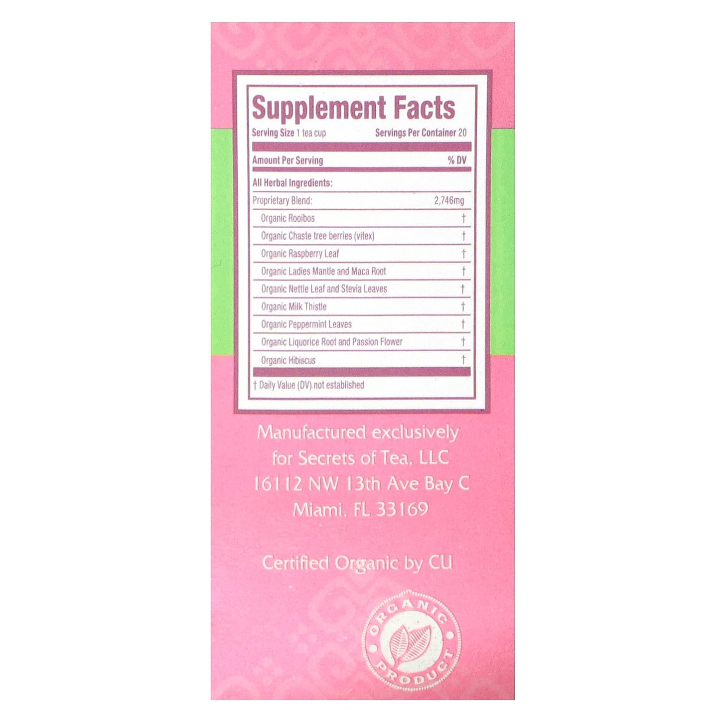 Secrets of Tea, Organic Get Pregnant Fertility Tea, Peppermint, Caffeine Free, 20 Tea Bags, 1.41 oz (40 g)