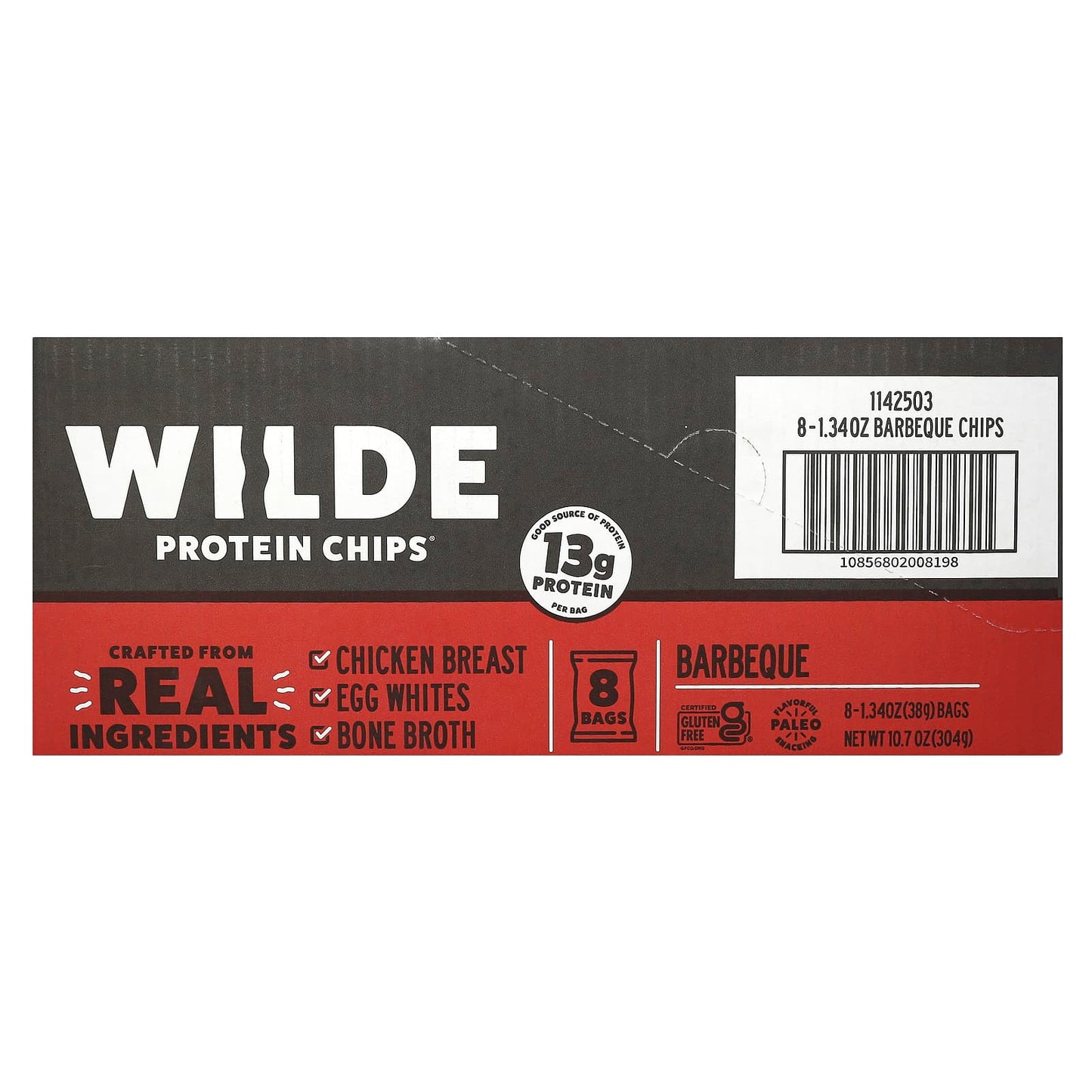 Wilde Brands, Protein Chips, Barbeque, 8 Bags, 1.34 oz (38 g) Each