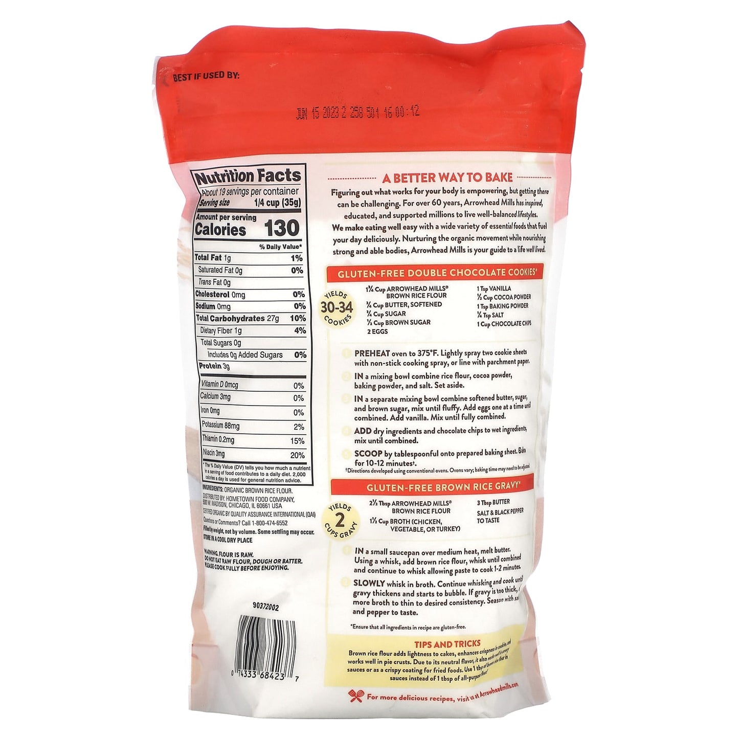 Arrowhead Mills, Organic Brown Rice Flour, Gluten Free, 24 oz (680 g)