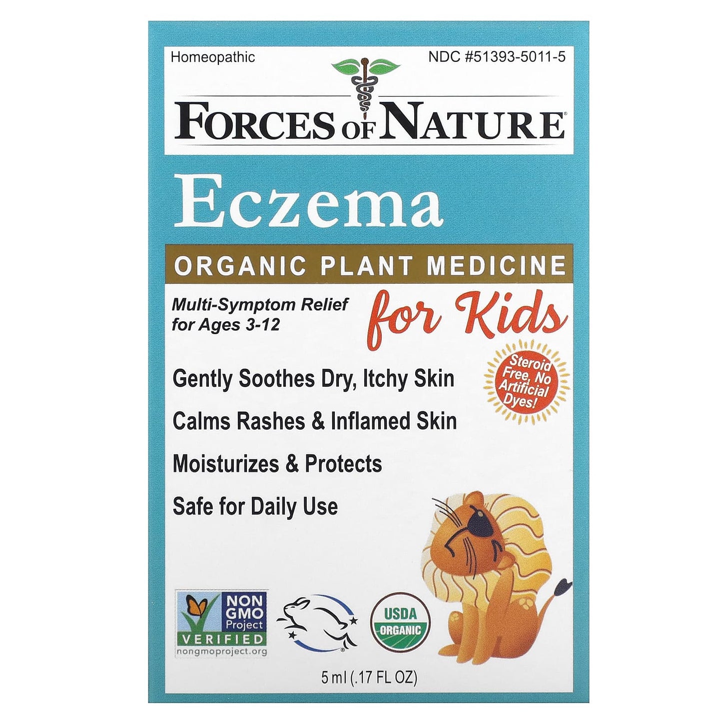 Forces of Nature-Eczema Organic Plant Medicine -For Kids-0.17 fl oz (5 ml)