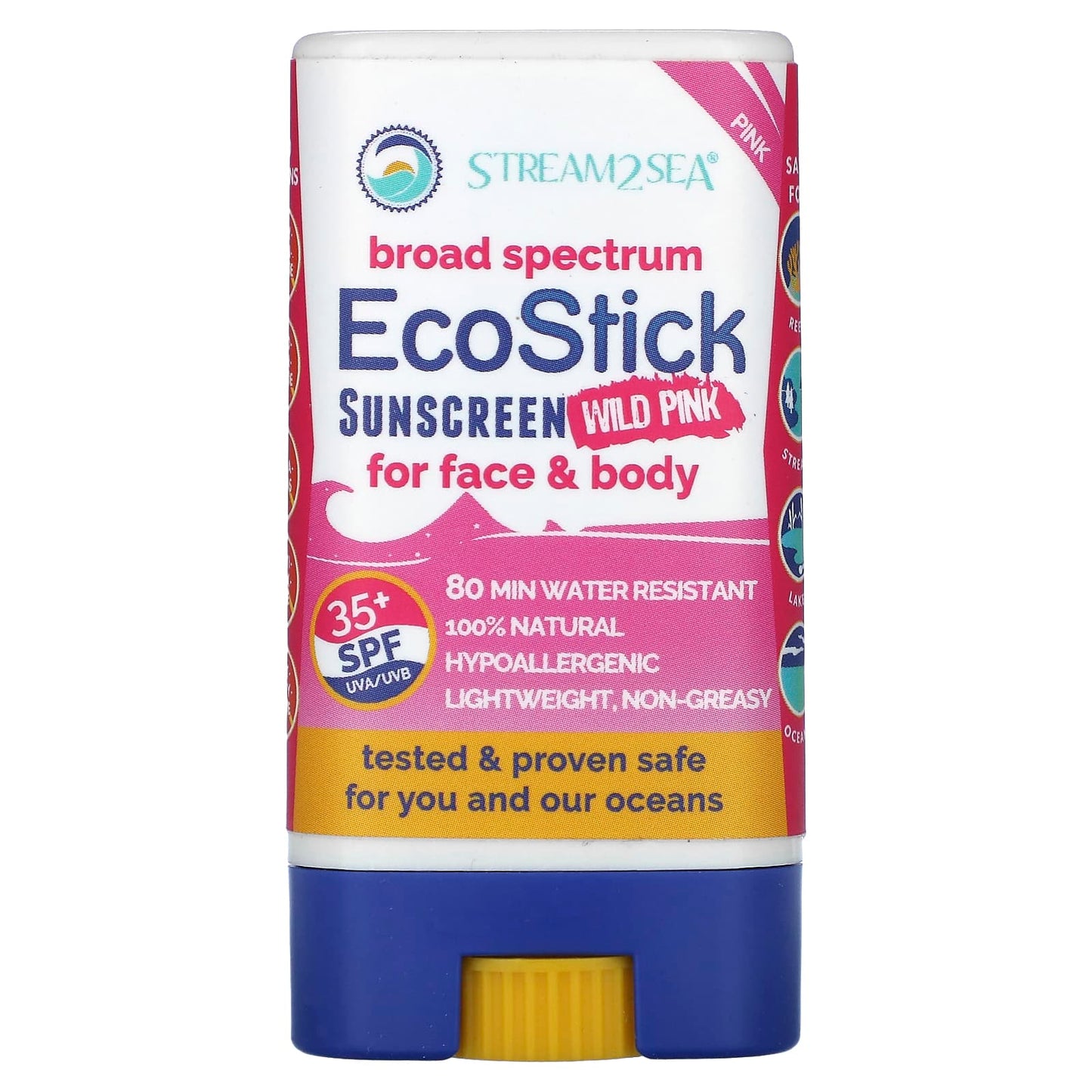 Stream2Sea-EcoStick Sunscreen Wild Pink-SPF 35+-0.5 oz (14 g)