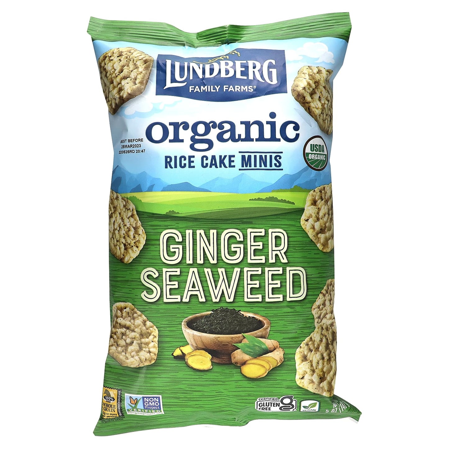 Lundberg-Organic Rice Cake Minis-Ginger Seaweed-5 oz (142 g)