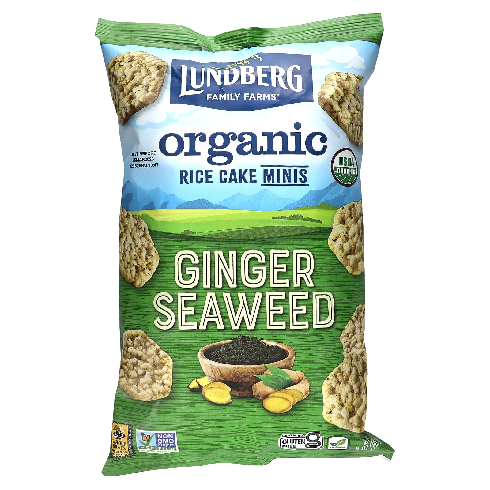 Lundberg-Organic Rice Cake Minis-Ginger Seaweed-5 oz (142 g)