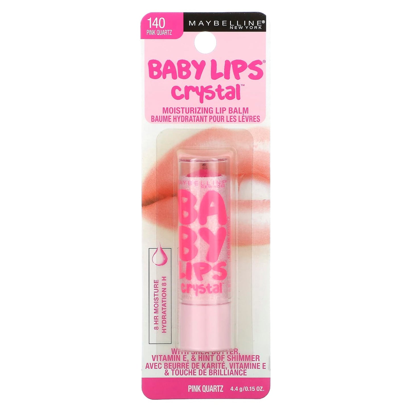 Maybelline, Baby Lips Crystal, Moisturizing Lip Balm, 140 Pink Quartz, 0.15 oz (4.4 g)