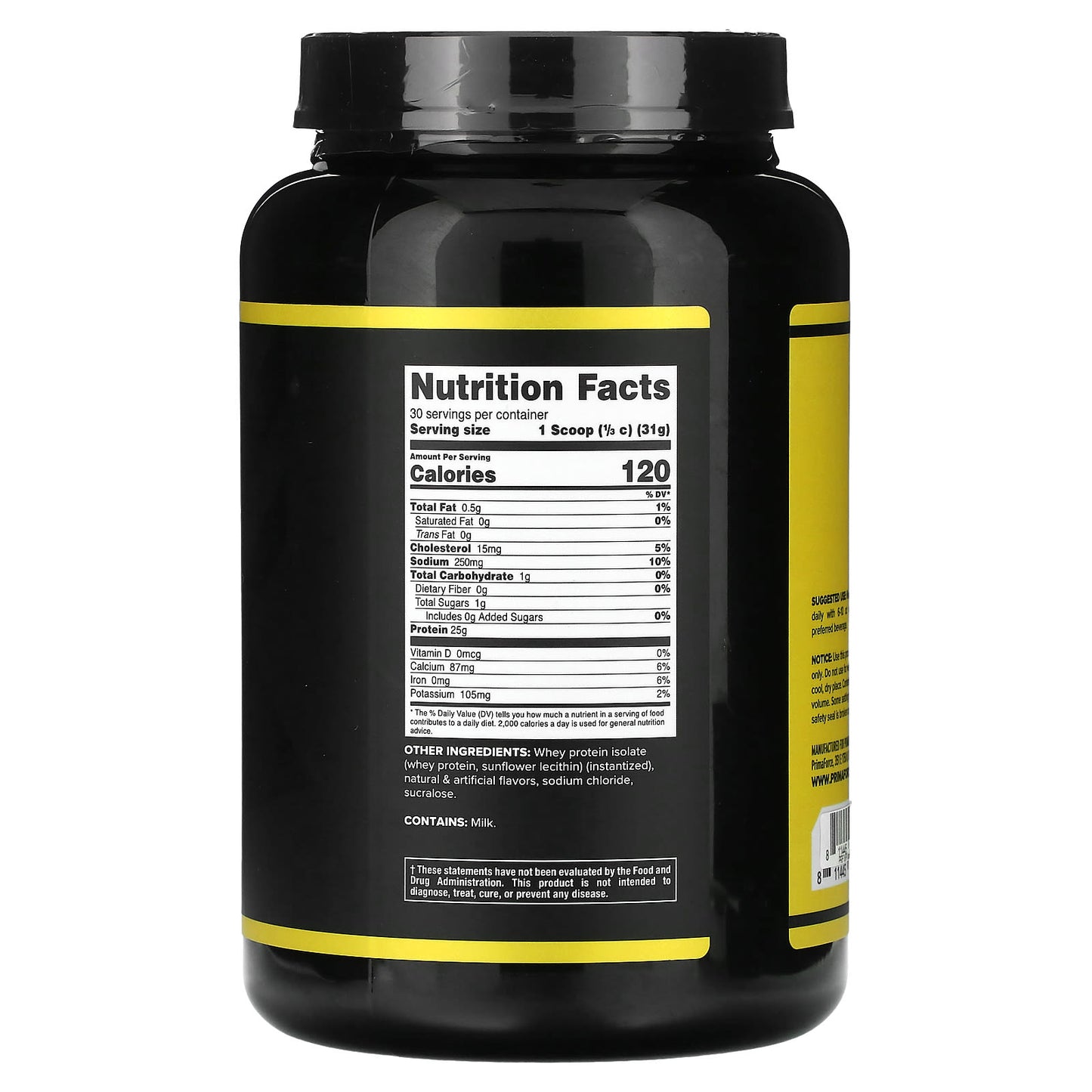 Primaforce, Whey Protein Isolate, Vanilla , 2 lbs (907 g)