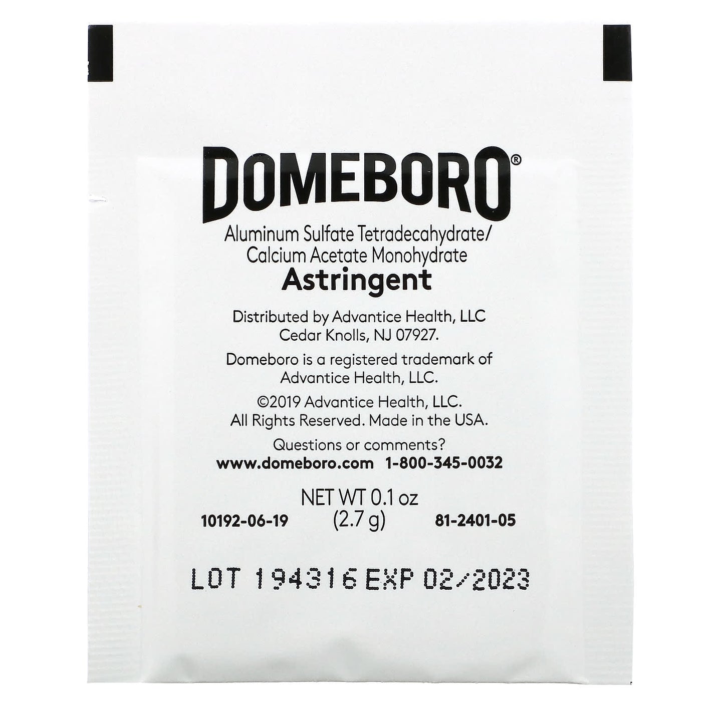 Domeboro, Medicated Soak, Rash Relief, 12 Powder Packets, 0.1 oz (2.7 g) Each